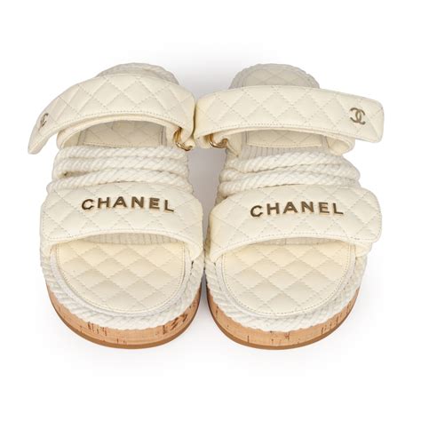 chanel white rope sandals